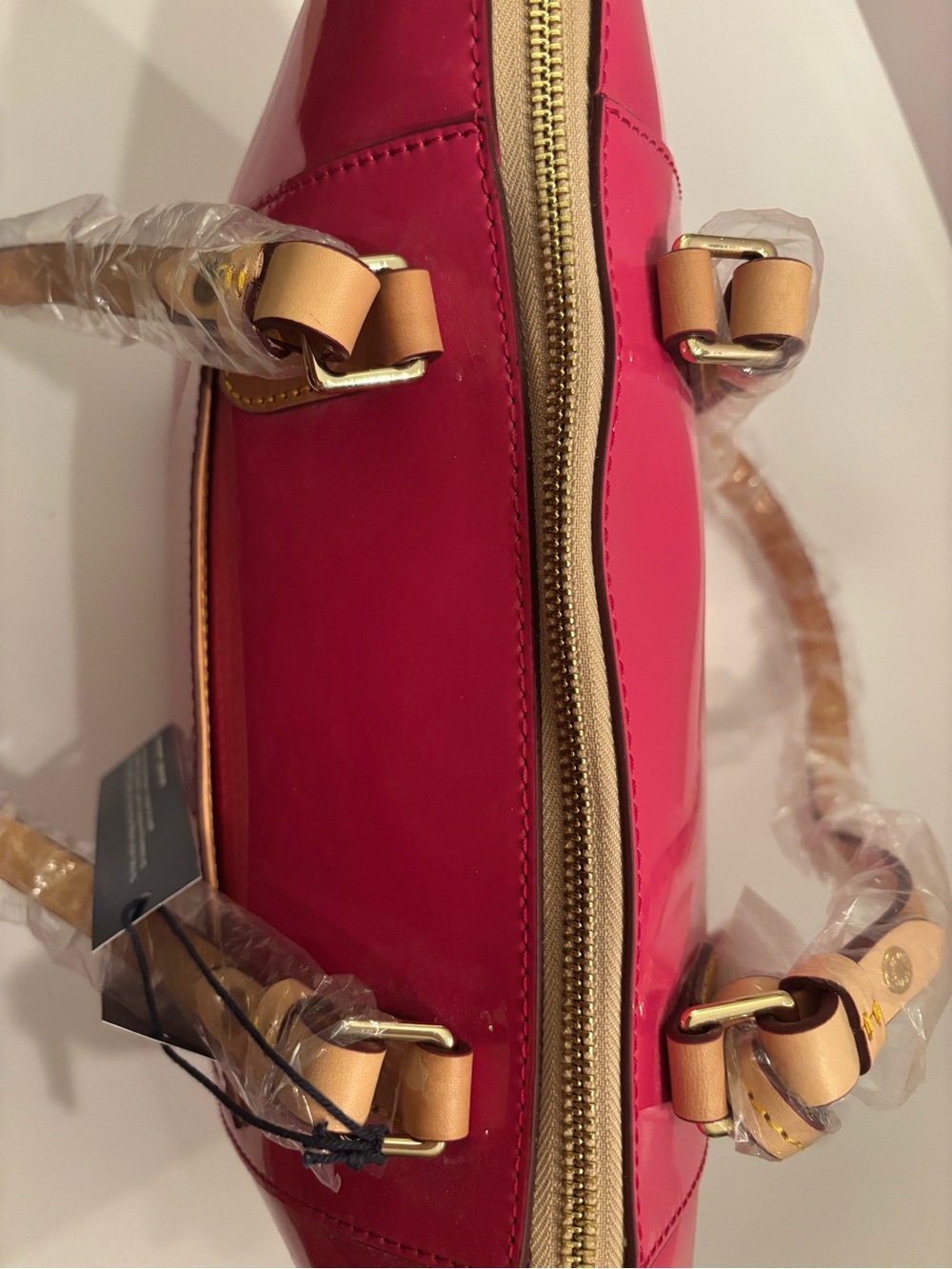 NWT Dooney & Bourke Fuchsia Patent Leather Maxine Tote Bag Pristine Wrapped - Picture 5 of 14